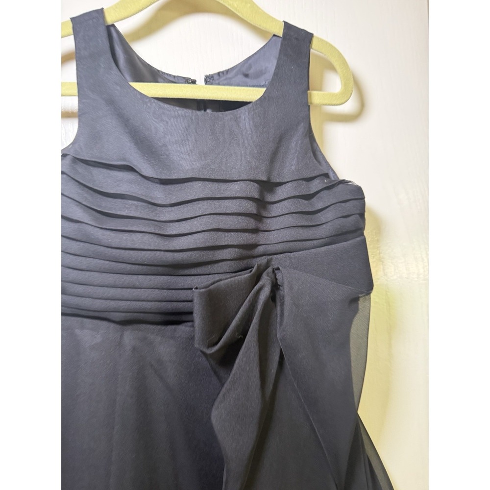 ABS Kids Girls Size 7 Black Chiffon Party Dress Bow Waist Sleeveless Special Occ - Picture 3 of 13